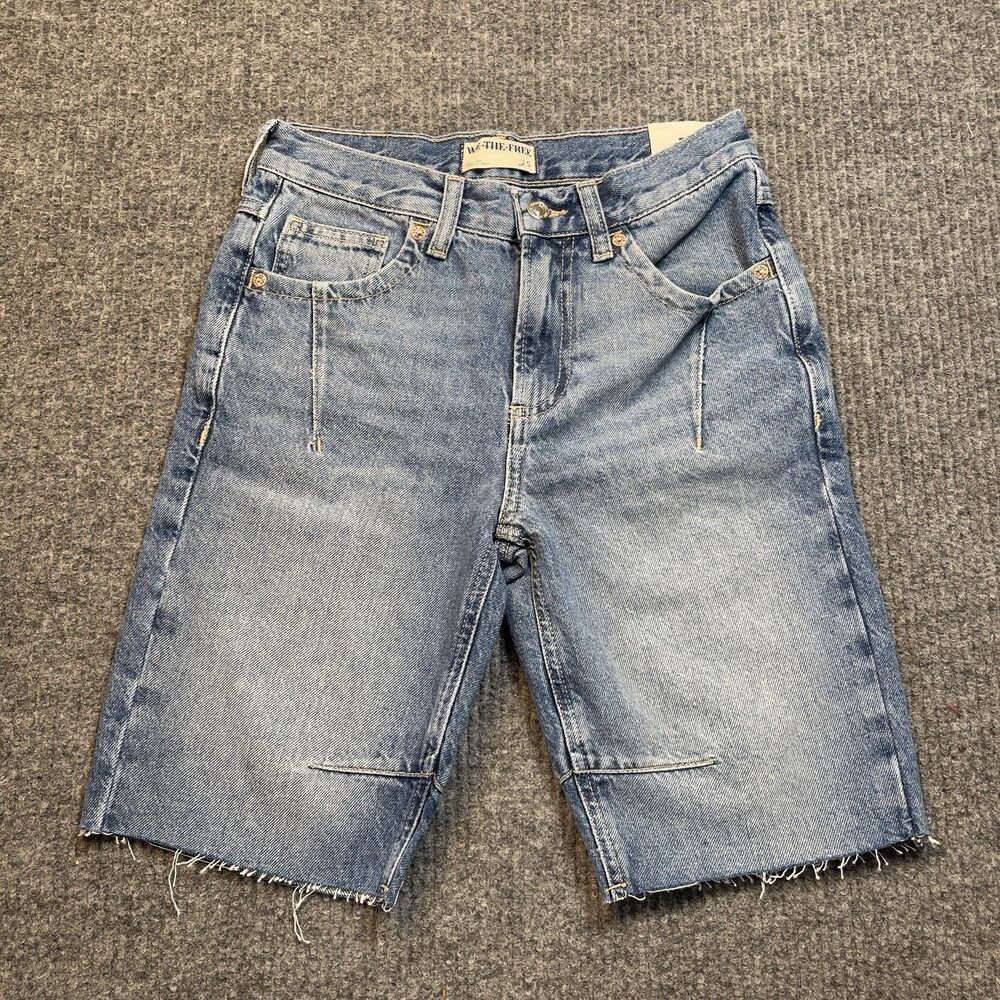 We The Free Free People Size 25 Ghost Town Long Short High Rise Denim Bermuda